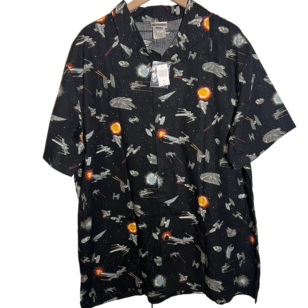 Disney Parks Star Wars Short Sleeve Button Up Shirt in Black, Men's Size XL, NWT